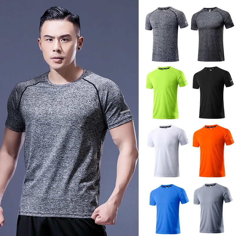 Men\'s Running T-Shirts Quick Dry Breathable Sport T-Shirts Fitness Gym Running Shirts Reflective Shirts Men\'s Jersey Sportswear