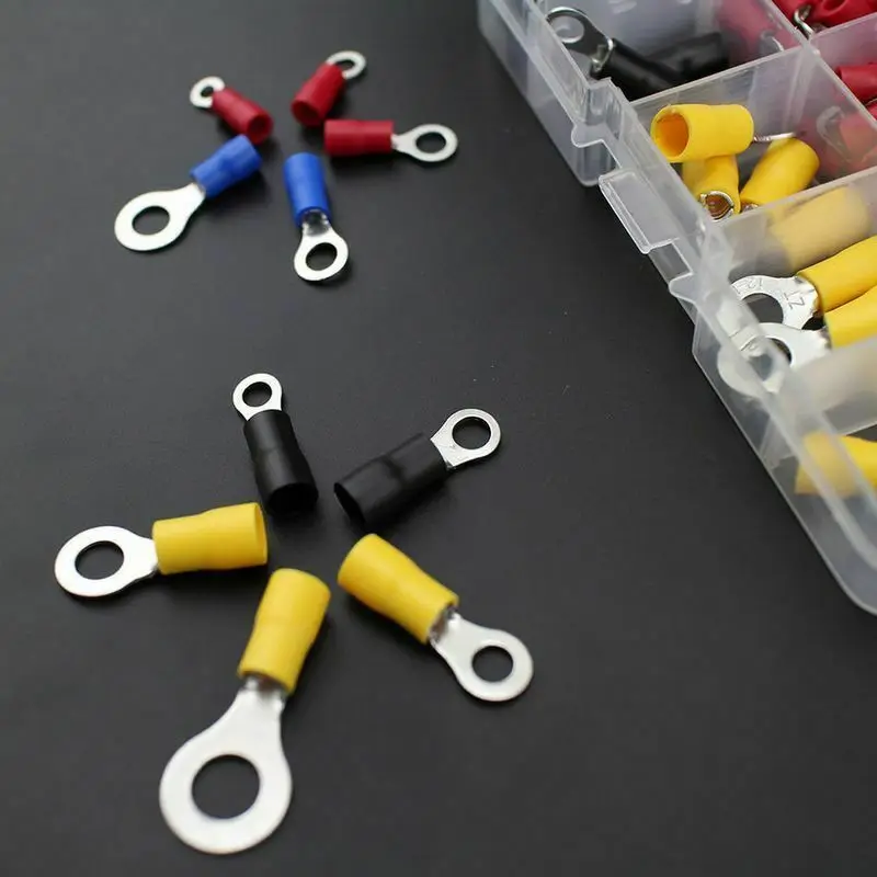102/120/200/280/300pc Assorted Ring Terminal Electrical Crimp Connector Kit Set With Box,Copper Wire Insulated Cord Pin End Butt