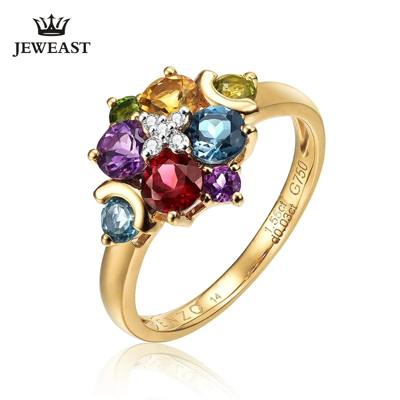 ENZO Topaz and other natural gemstones 18K Pure Gold 2023 New Hot Selling Top Ring Shape Ring  For Ladies  Woman Genuine Jewelry