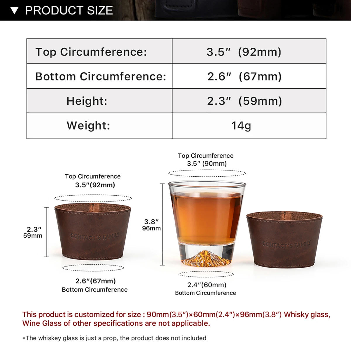 Imagem -06 - Óculos de Vinho Couro Legítimo para Uísque Peças Envoltório para Uísque Tamanho 10 x 3.5 x 2.4