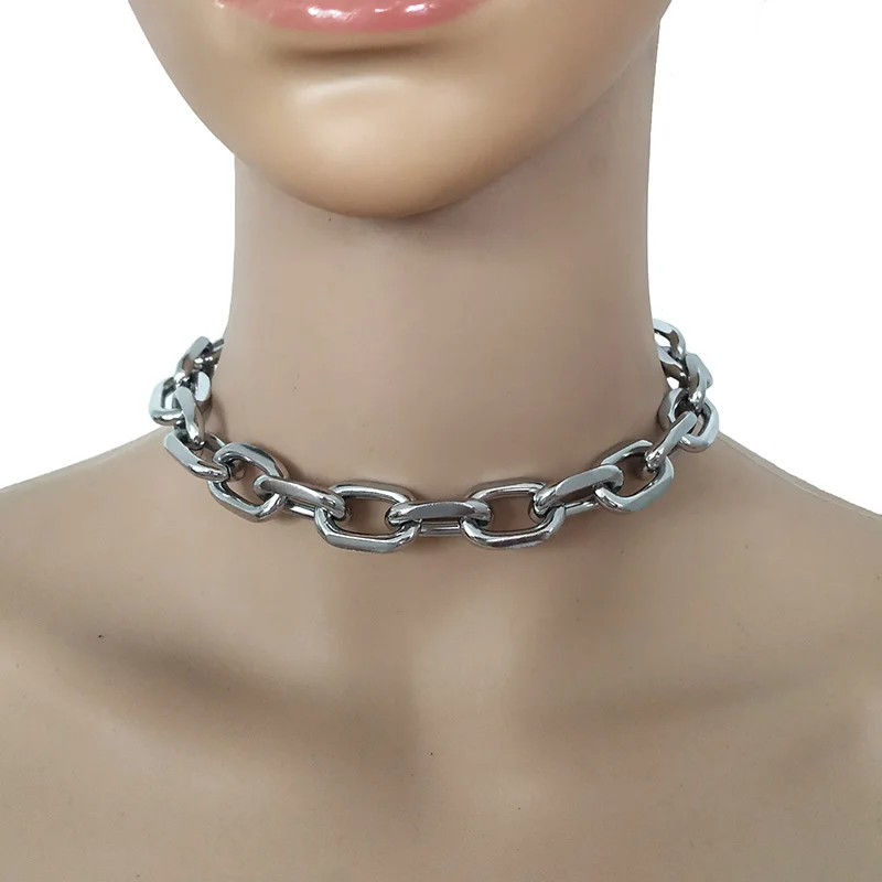 قلادة بانك معدنية سميكة للنساء ، سلسلة قوطية كبيرة وسميكة ، عصرية ، ملهى ليلي ، مجوهرات