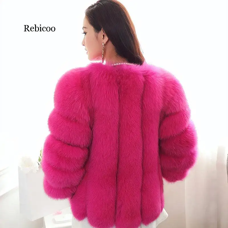 New Design Fashion Winter Women Faux  Fur Coat Woman Jacket Fox Fur Female Ladies Fur Coats Size S-XXXL