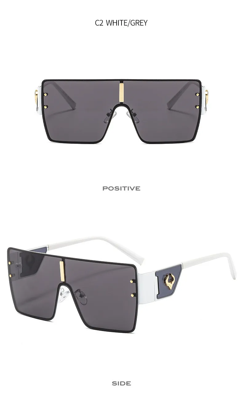 Vintage Punk Übergroße Sonnenbrille Männer Designer Fahren Gläser Frauen Luxus Retro Quadratischen Metall Rahmen UV400 Brillen – Detail 8