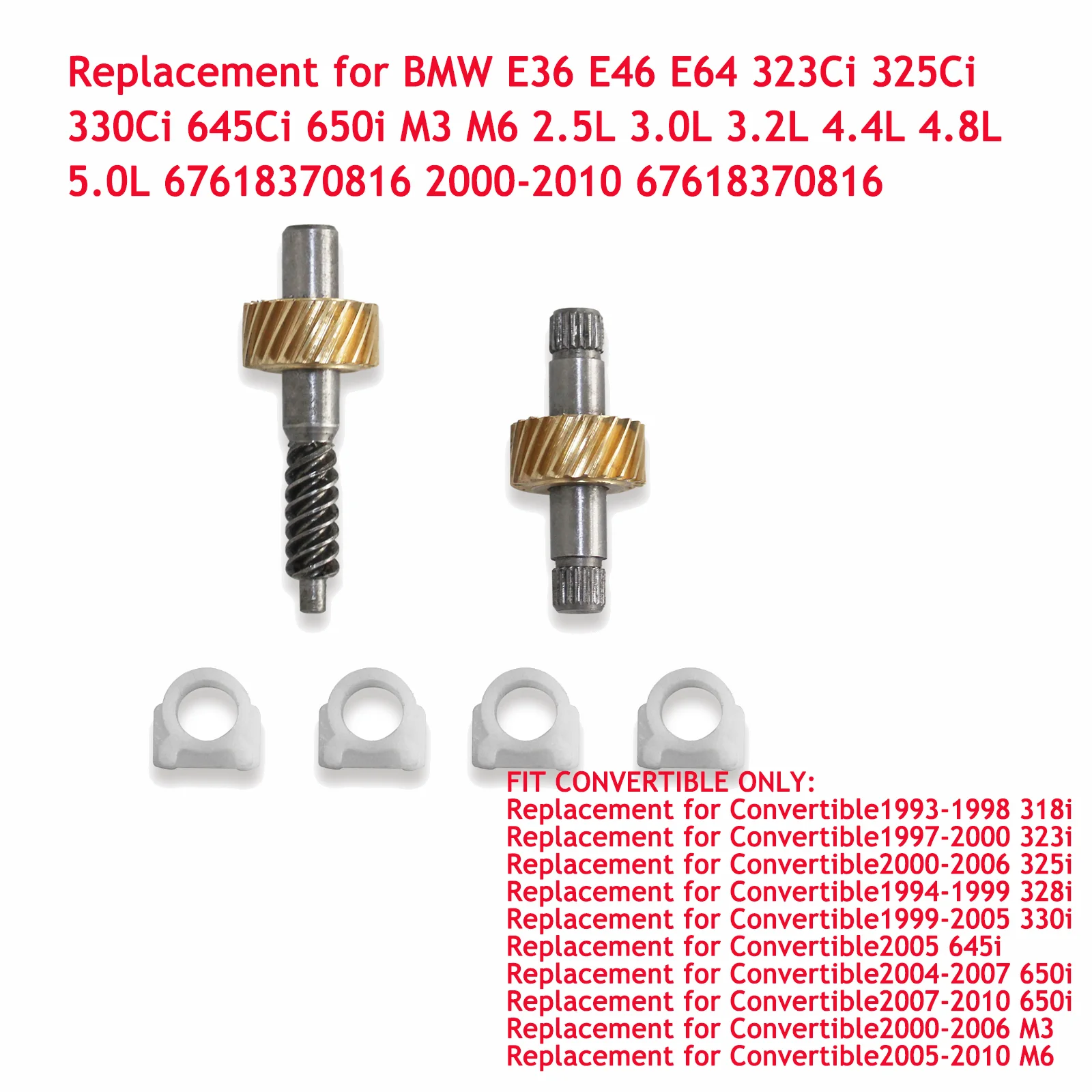 

New Convertible Top Latch Motor Gear Repair Kit Replacement for BM W E36 E46 E64 323Ci 325Ci 330Ci 645Ci 650i M3 M6