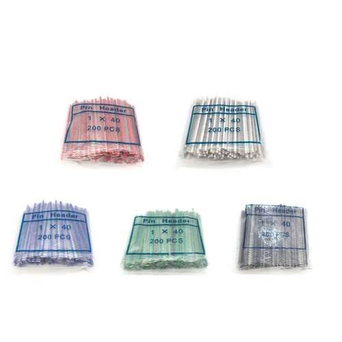 Placa de conector de cabezal de Pin, cable macho de 1x40, 200 MM, paso de 11MM, seis colores, 1x40, 40 p, 40 pines para PCB, 2,54 piezas