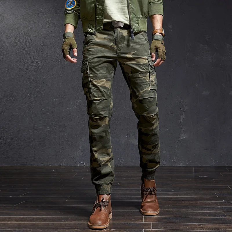 Thời Trang Chất Lượng Cao Slim Camo Quân Đội Áo Chiến Thuật Hàng Hóa Quần Dạo Phố Bông Tai Kẹp Quần Jogger Nam Quần Áo Quần