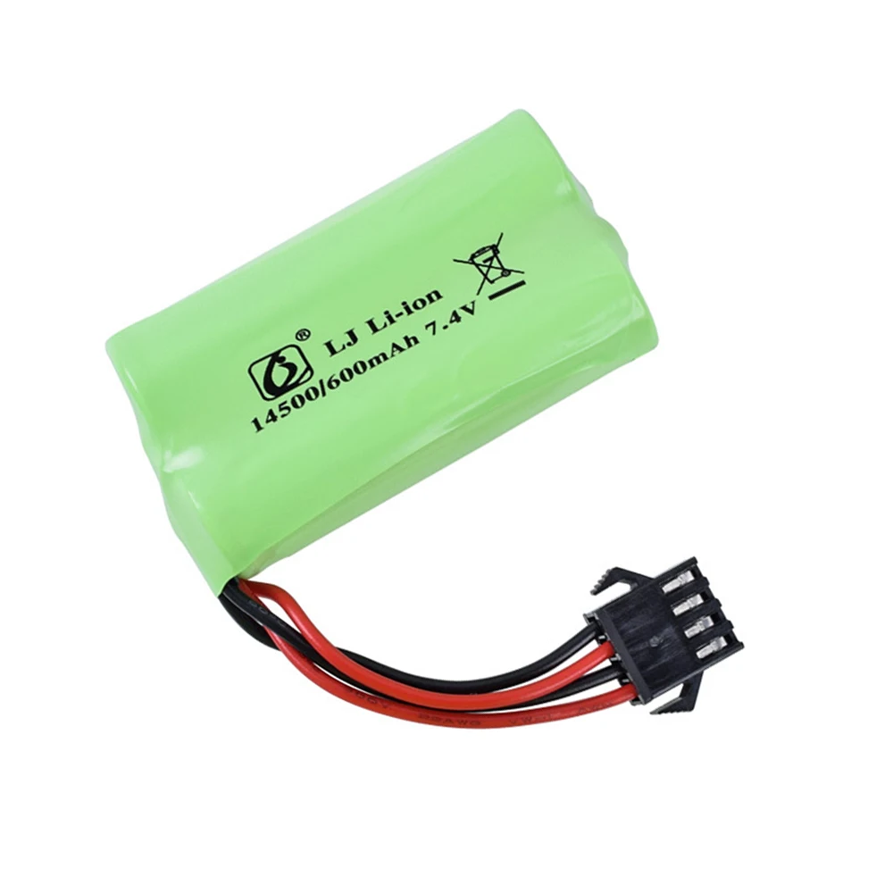 7.4V 600mah 14500 lipo battery SM4P Plug water bullet gun lithium battery high quality 14500 2S battery for RC toys accessories