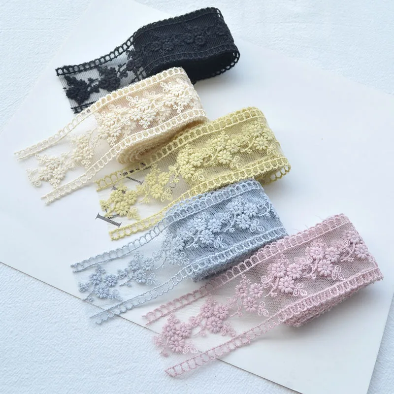 1 yard Mesh Embroidery Lace For Crafts Handmade Bow DIY 40mm Ribbon Jewelry Accessories Fabric Accessories