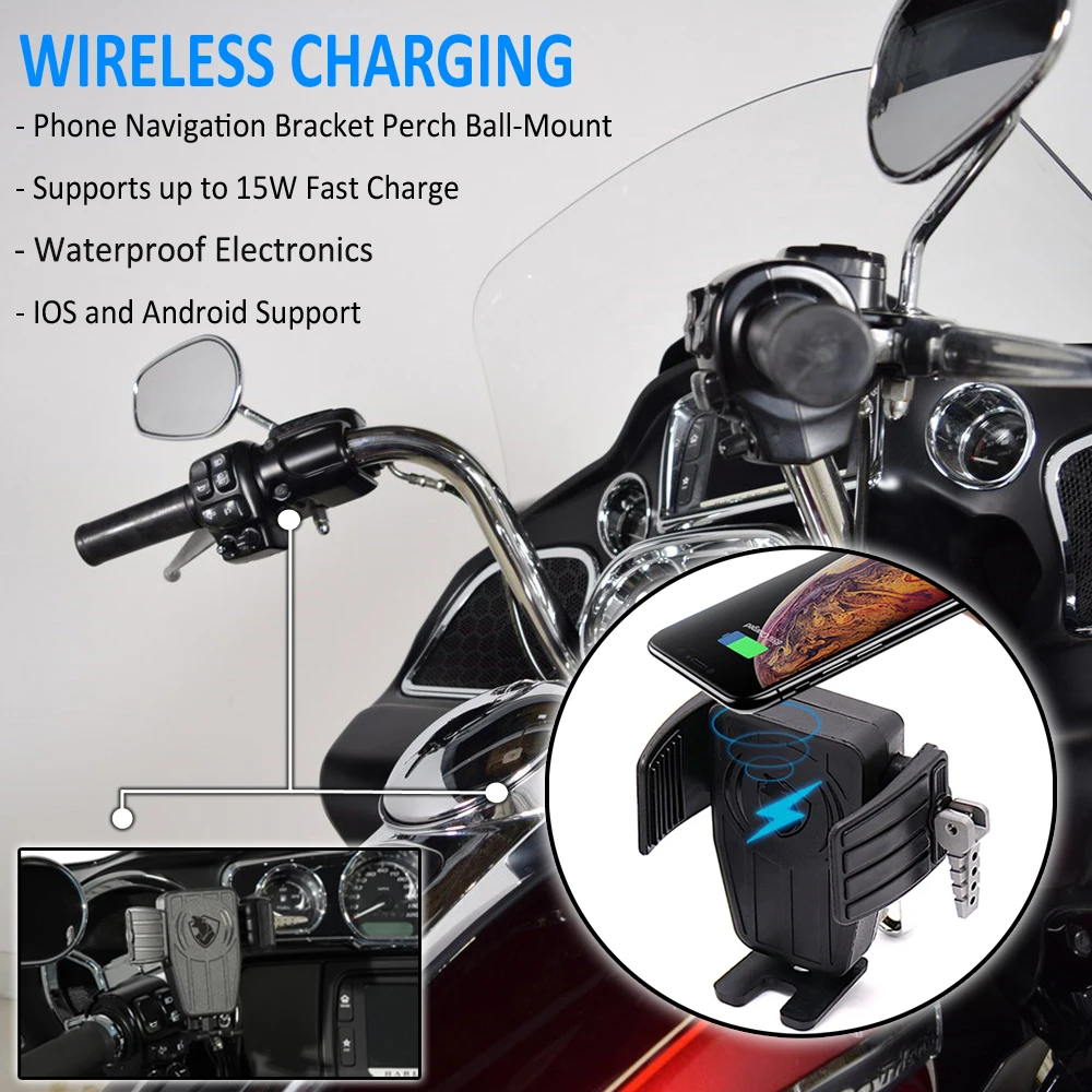 Suporte do telefone gps suporte de navegação de carregamento sem fio para harley road glide (efi)-fltr personalizado especial-fltrxs ultra motocicleta