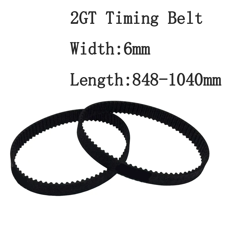 2pcs/set 2GT Timing Belt Customization Closed Loop Gt2 Timing Belt Width 6mm Length 848-1040mm 3D Printer Toothed Conveyor Belt