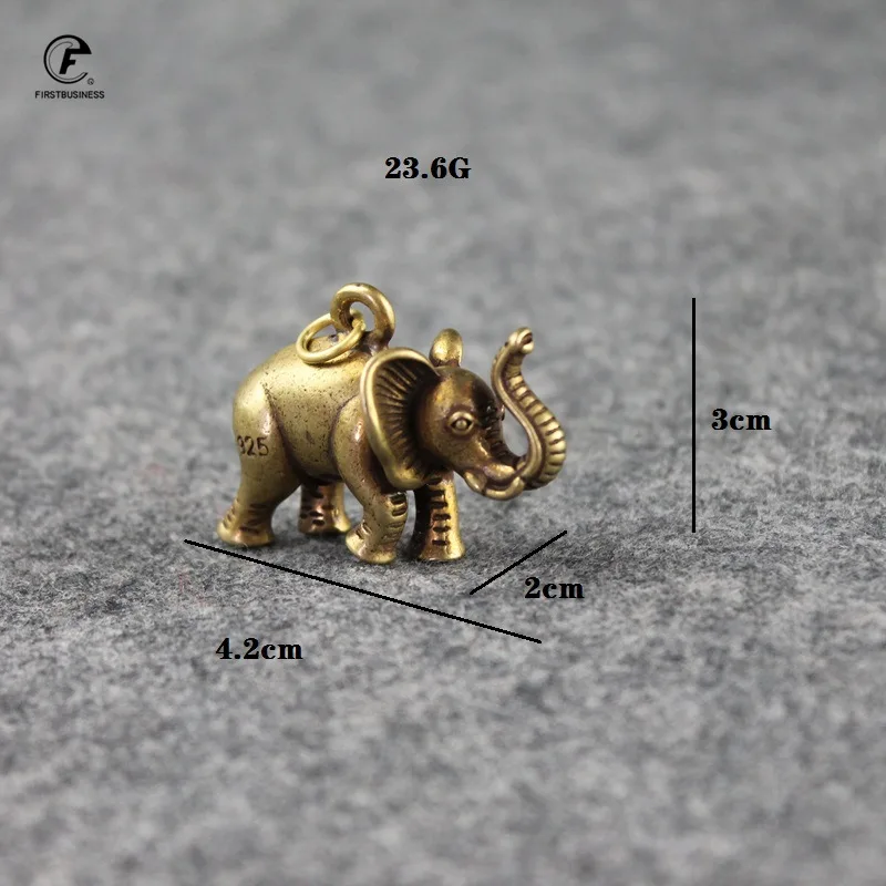 Copper Lucky Elephant Small Ornaments Home Decorations Vintage Brass Feng Shui Animal Desk Decor Accessories Key Chains Pendants