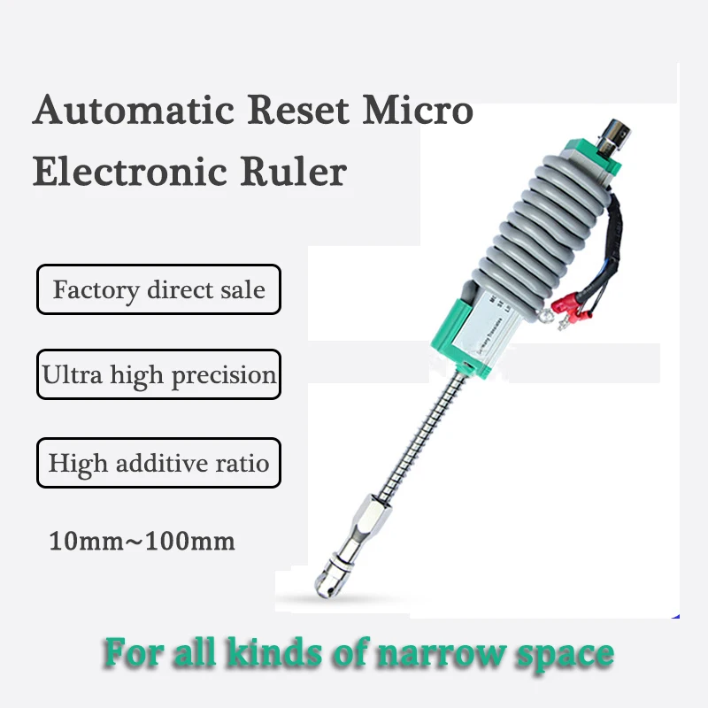 Linear Displacement Sensor Electronic Ruler Automatic Reset KTR Type 10-100mm Miniature Spring Transducer Scale Milling Lathe