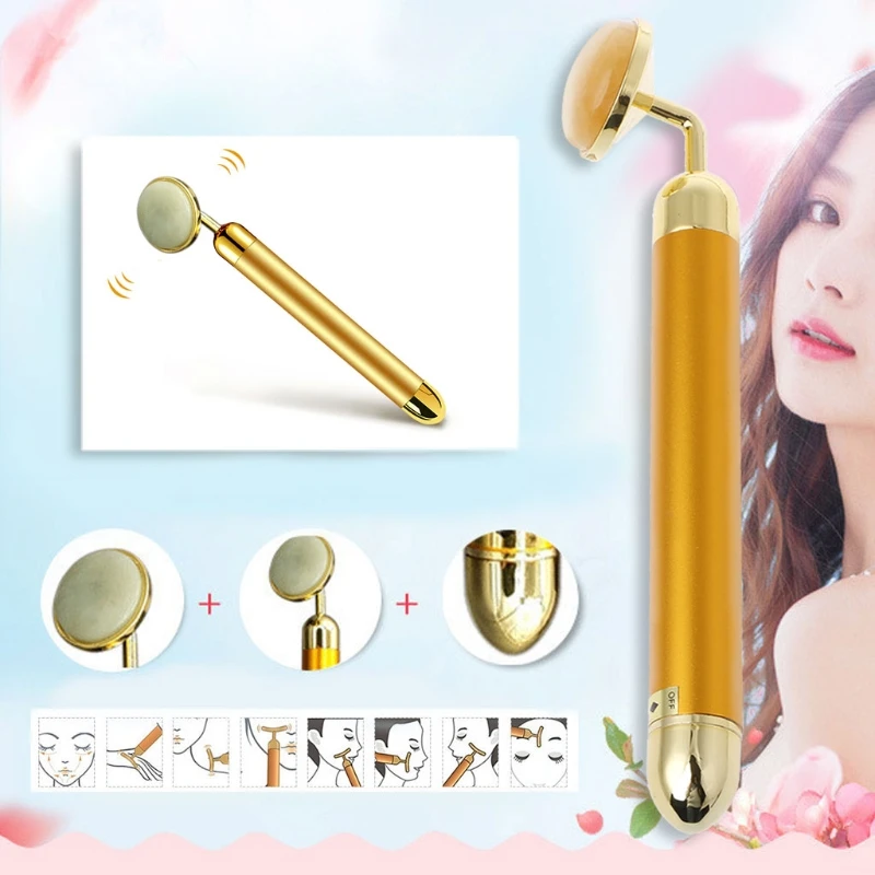 24K Schoonheidsverzorgingstools Gezicht Artefact Face-Lift Stick Gezichtsmassage Stick Jade Roller Face Body Spa Vormgeven Stok Huidpols