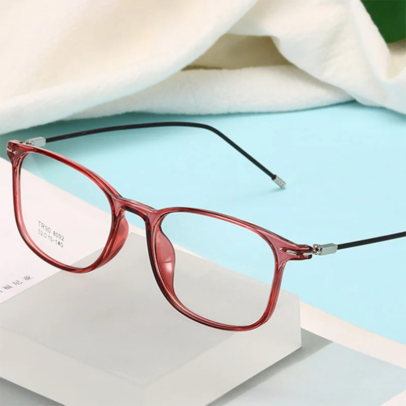 Men Square Nearsighted Spectacle Ultralight TR90 Steel Wire Leg Women Oval Prescription Eyeglasses Diopter 0 -0.5 -1.0 To -6.0