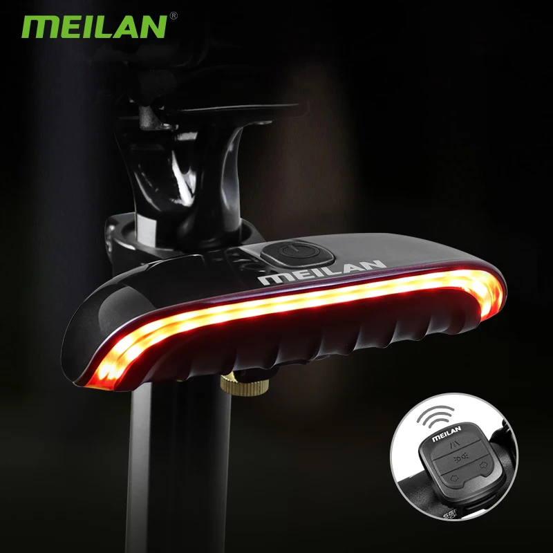 MEILAN X3 Bike Brake Light 8 Modes Flash Tail Light Bicycle Wireless Remote Control Turning Cycling Laser Safety Line Rear Light