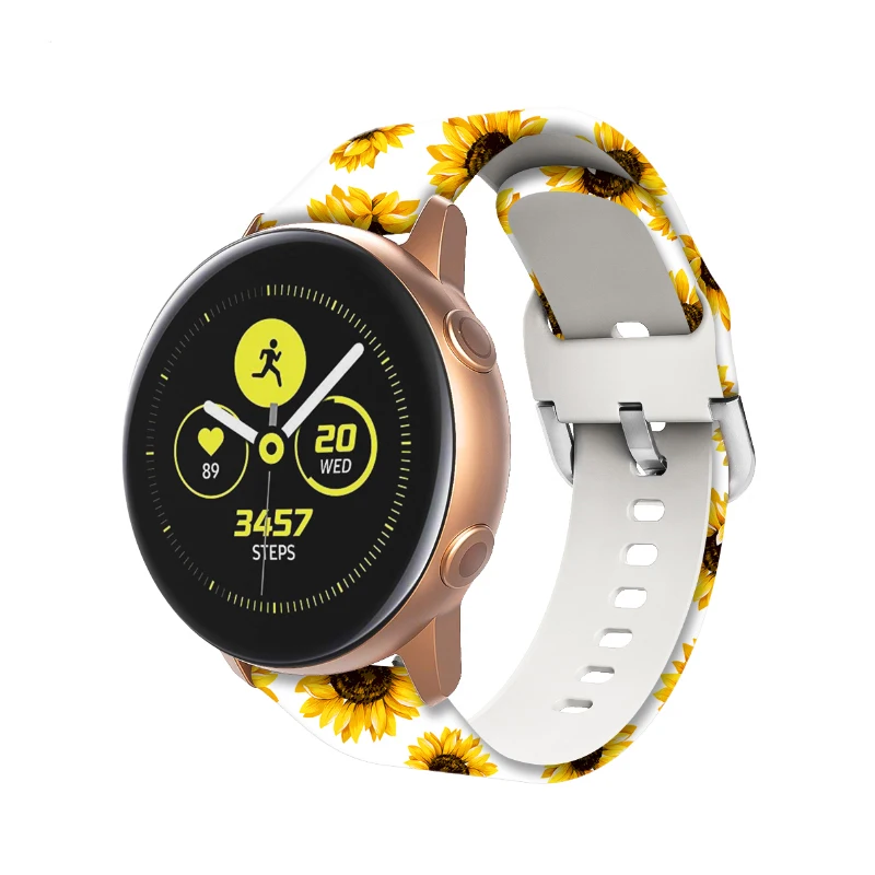 Correa de reloj de 20mm para Samsung Galaxy Watch Active 3/2/1, pulsera de TPU impresa para Galaxy Watch 3, accesorios de pulsera de repuesto