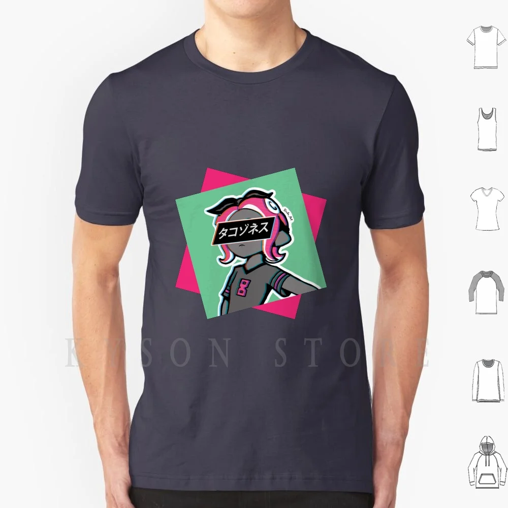 Octoling-Splatoon 2-Sad Japanese Aesthetic ( Green & Pink Ver. ) T Shirt Men Cotton Splatoon Splatoon 2 Nintento