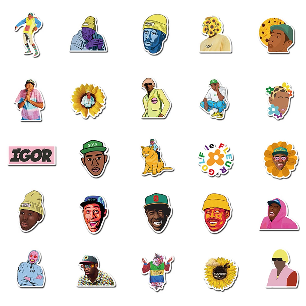 10/30/50PCS Rapper Tyler Die Creator Aufkleber DIY Skateboard Gitarre Motorrad Laptop Gepäck Klassische Spielzeug Kühlen aufkleber Decals