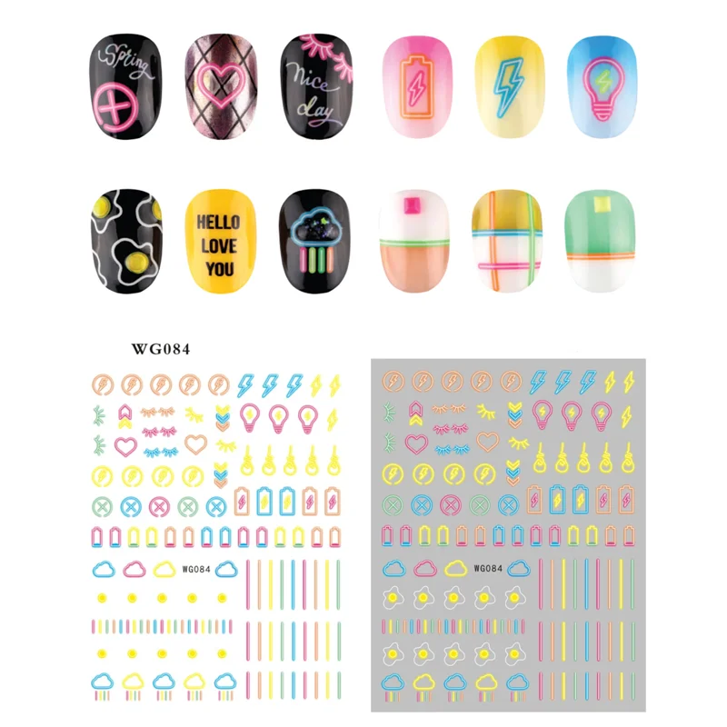 

10PCS Cartoon Animation Pattern Abstract Smiley Nail Slider Female Beauty Hip Hop Nail Art