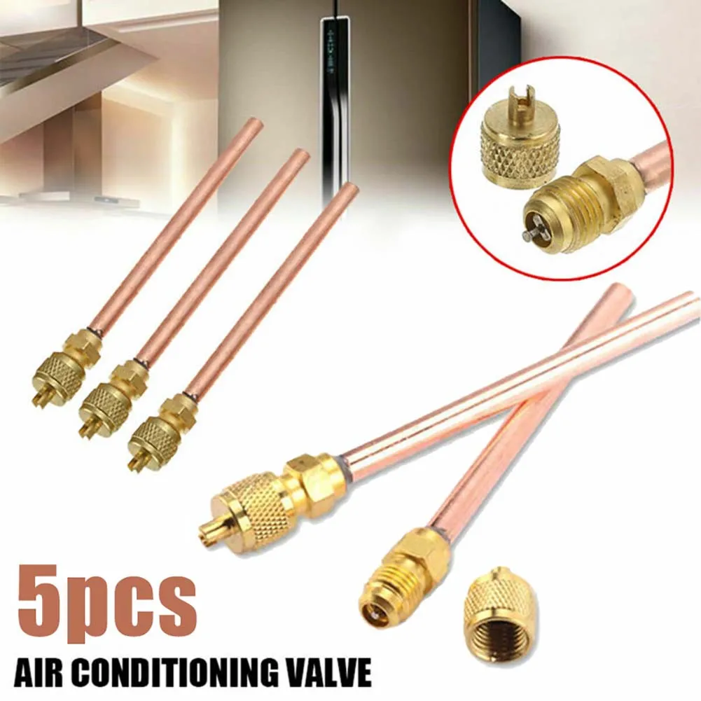 5PCS/Set Air Conditioner Refrigeration Access Valves Copper Tube Filling Parts Home DIY Power Tools Parts
