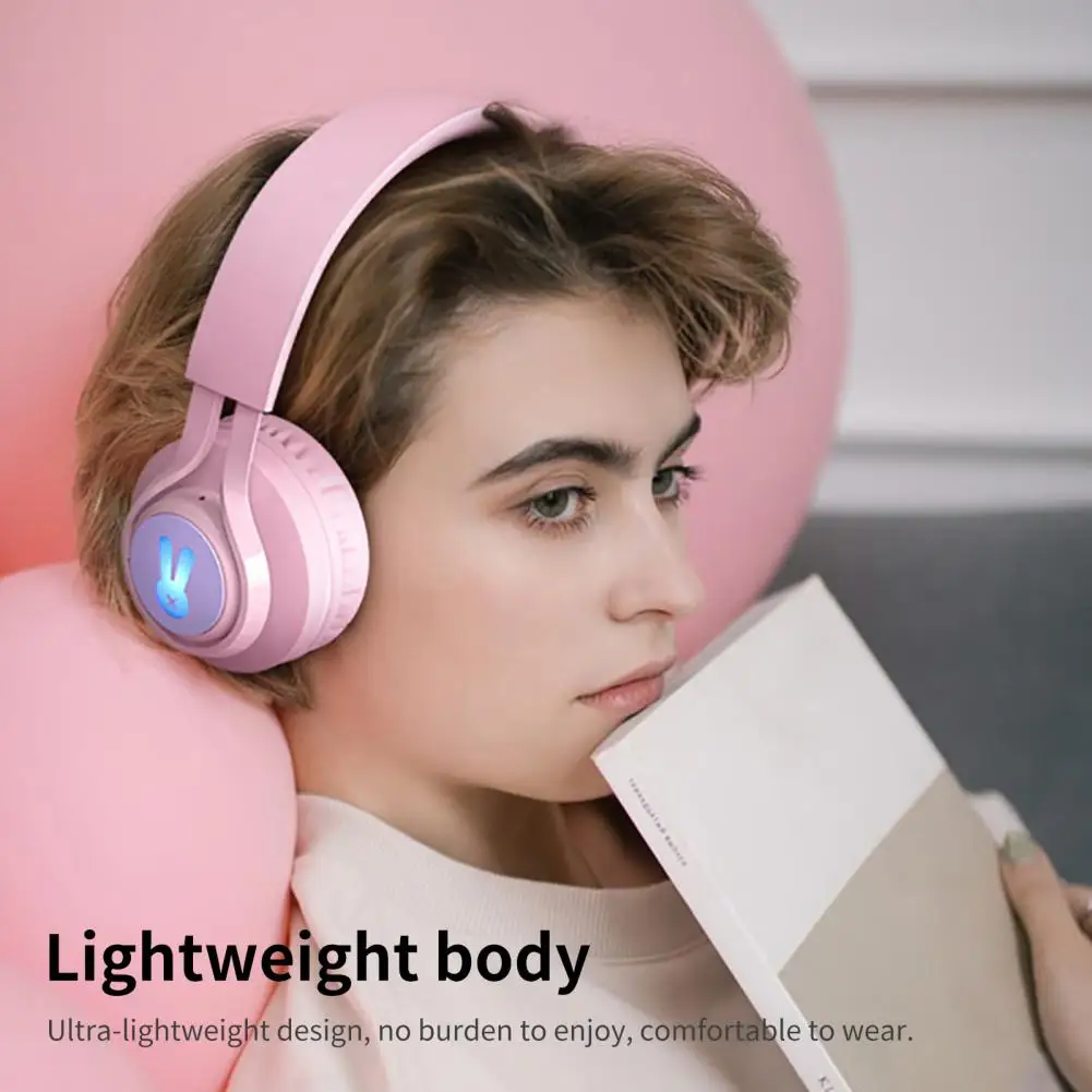 سماعة رأس لاسلكية للأطفال أرجواني وردي HiFi سماعة بلوتوث متوافقة مع سماعة أذن محمولة للأطفال هدية