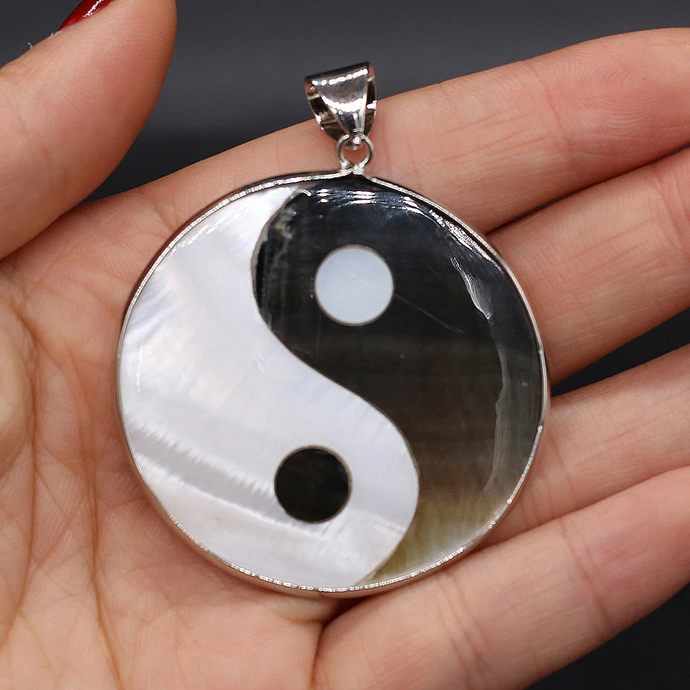 Charms Round Natural Abalone Shell Splicing Pendant Pendulum Reiki Amulet Necklace Pendants DIY Making Jewelry Accessories Gift