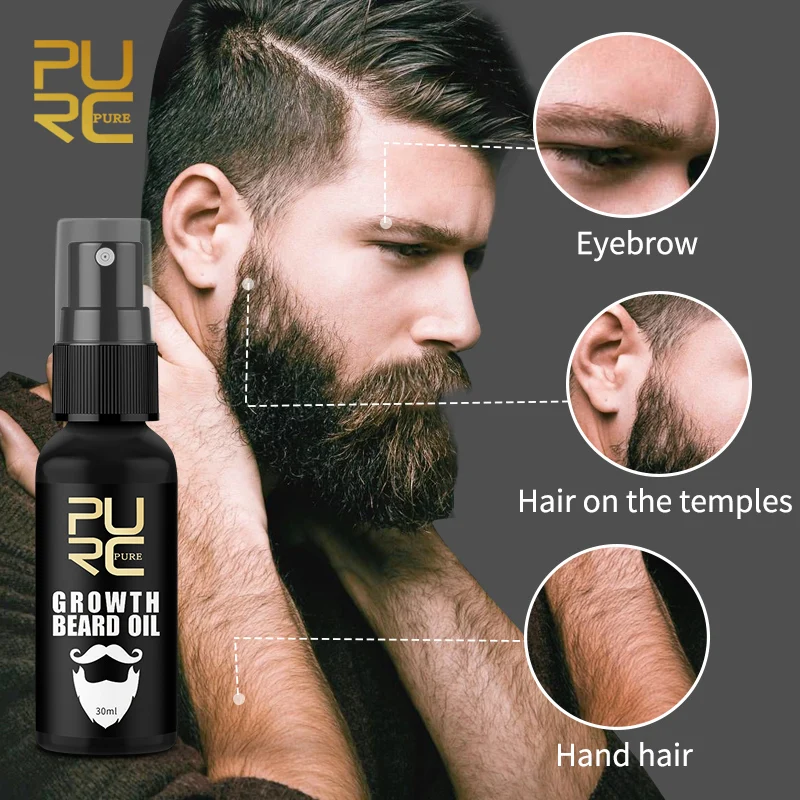 PURC 5PCS Growth Beard Oil Grow Beard Thicker & More Full Thicken Hair Beard Oil For Men Beard Grooming Treatment Beard Care