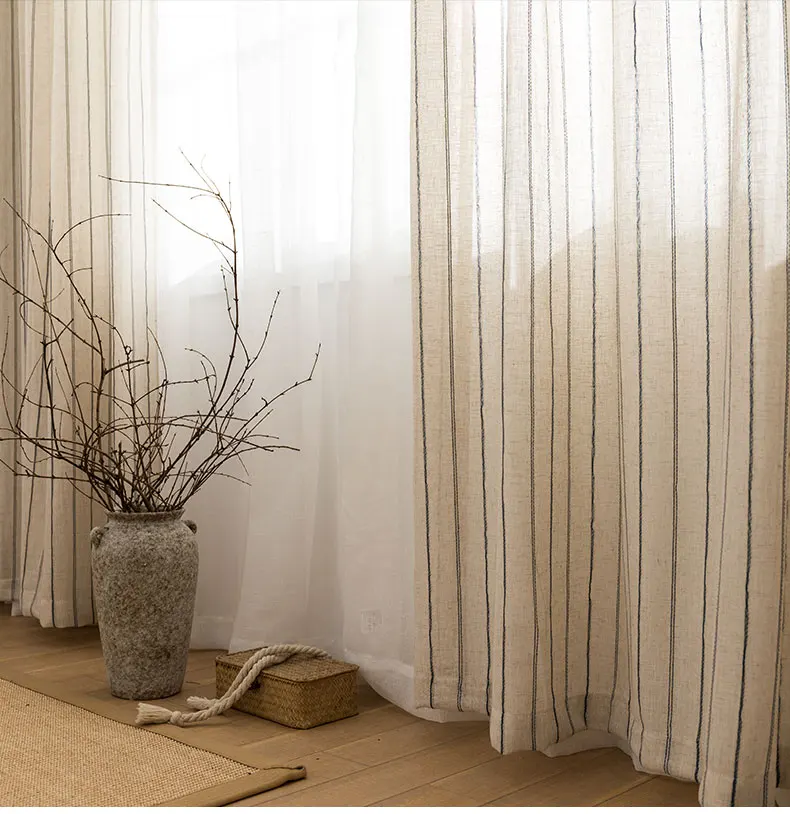 Linen cotton stripe curtain For Living Room Linen bedroom curtain Window Drapes For Bedroom Kitchen curtains kids curtains