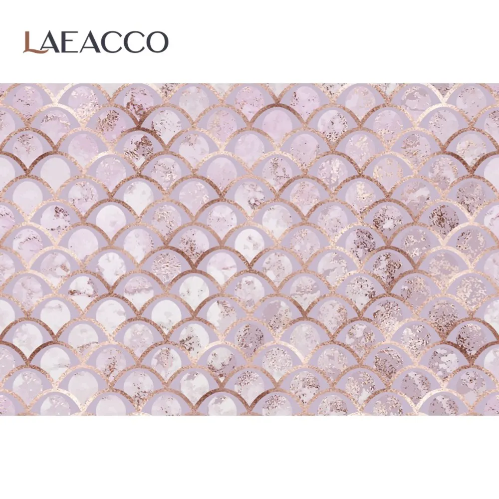 Laeacco Fish Scale Birthday Lovely Mermaid Wedding Party Custom Banner Seamless Pattern Photographic Background Photo Backdrop