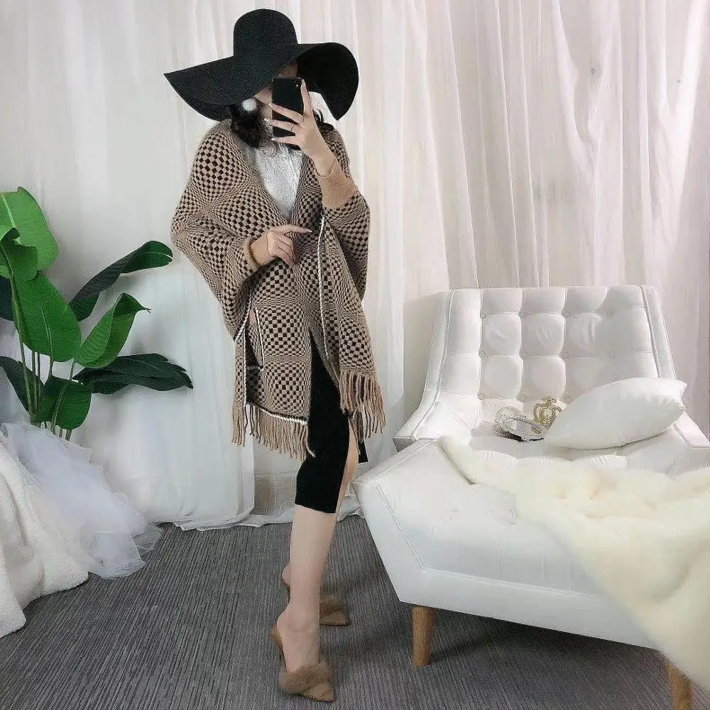 Poncho Cape en Velours pour Femme, Manches Chauve-Souris, Cardigan Long à Pompon Rond, Streetwear avec Poche, 3 Styles, Hiver