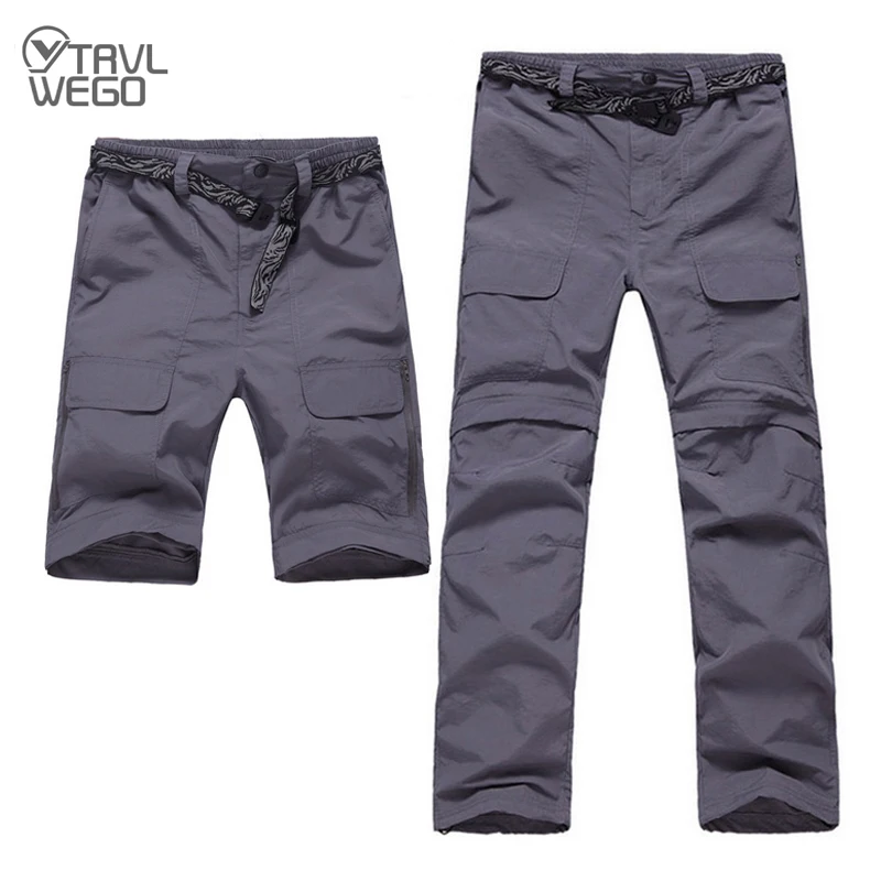 TRVLWEGO Summer Man Military Pants Hiking Fishing Trousers Camping Quick-dry Ultraviolet-proof Thin Fabric Detachable Leg