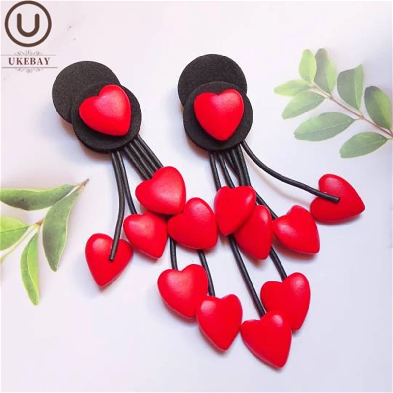 UKEBAY New Heart Love Earrings Female Drop Earrings 6 Colors Fashion Hanmade Luxury Jewelry Bohemia Style Wedding Accessories