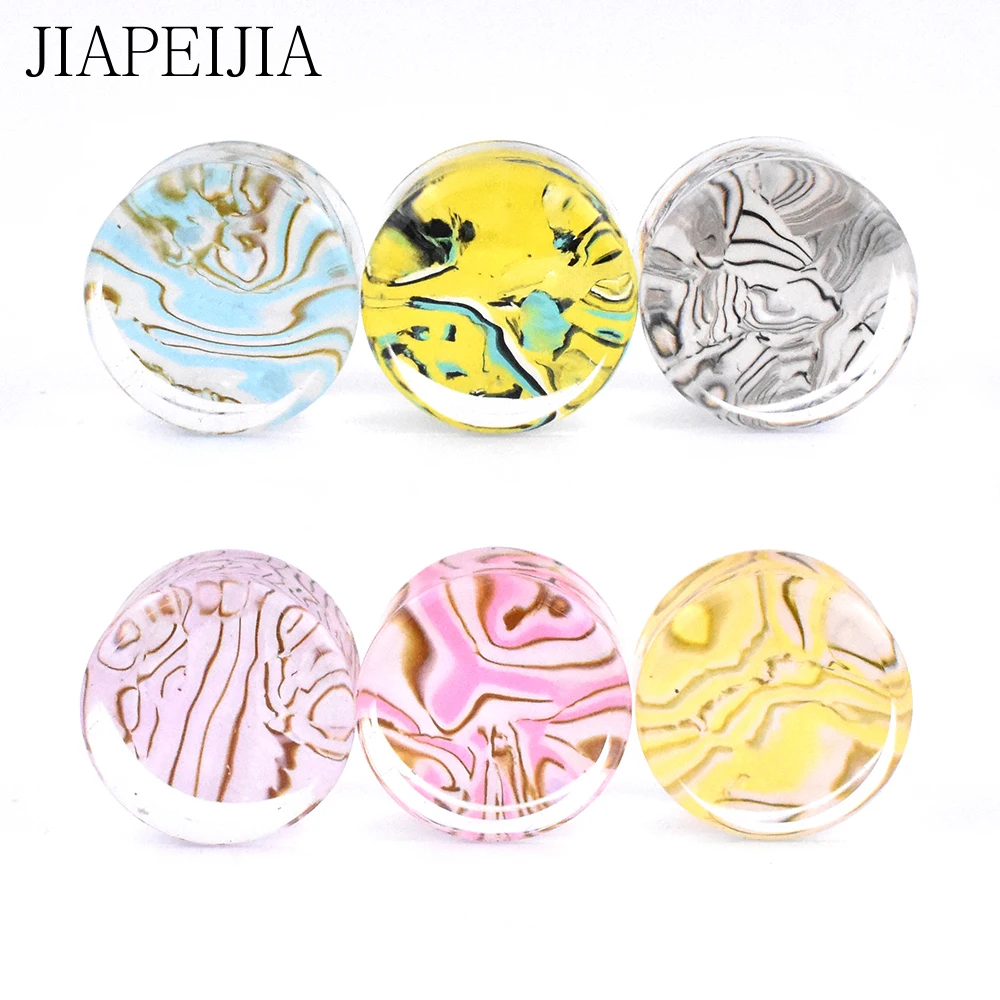 Multicolor Marbling Acrylic Ear Gauges Plugs Tunnel Ear Expander Stretcher Piercing Earring 6-30mm