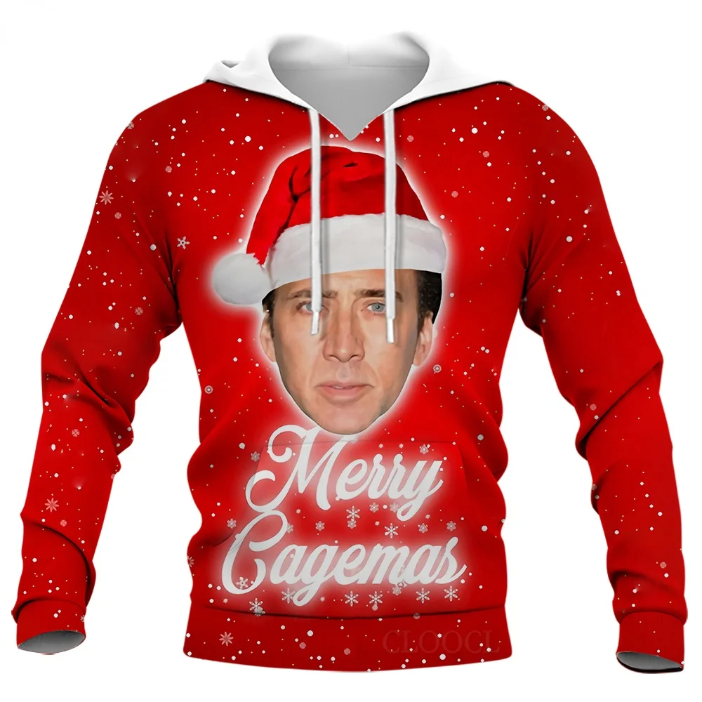 CLOOCL Christmas Funny Actor Nicolas Cage Hoodie Men Women 3D All Over Printed Autumn Unisex Hooded Pullover Sudadera Hombre