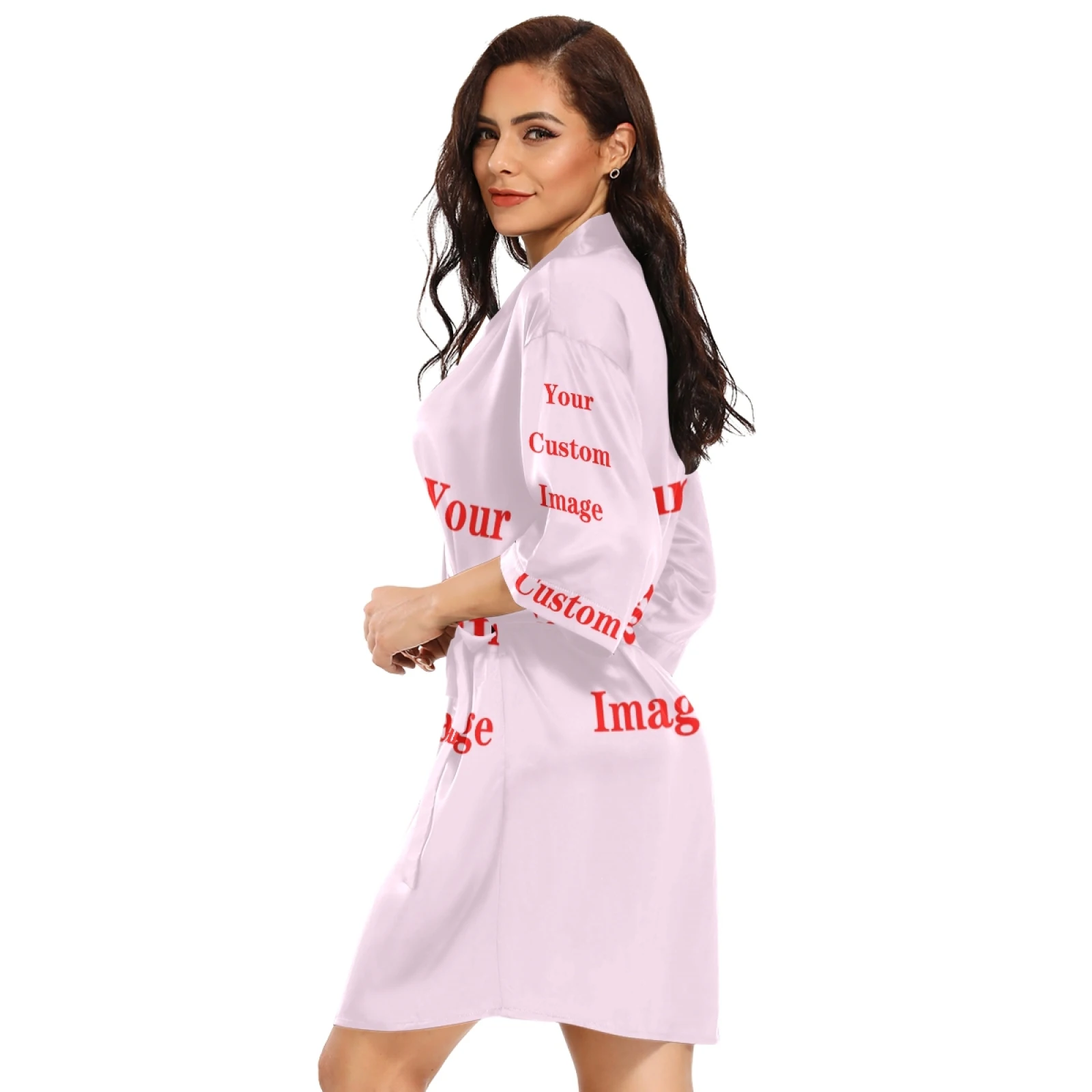 رداء نسائي طويل من الساتان رداء برداء برنس للربيع رداء مثير برقبة على شكل حرف V 2021 ملابس نسائية جديدة صورة مخصصة