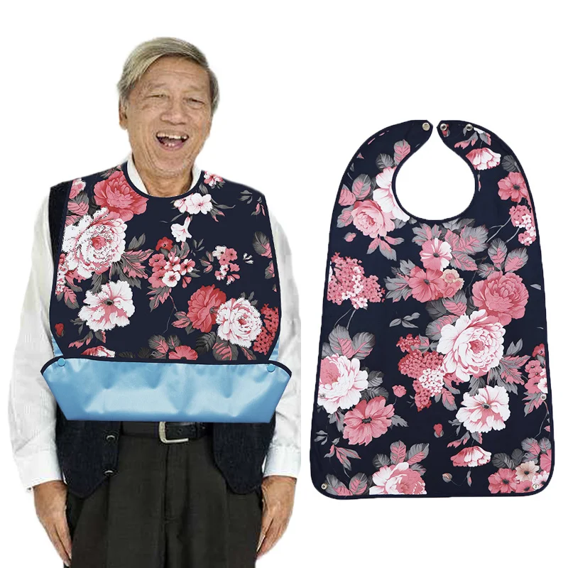 Waterproof PVC Bib for Adult, Anti-oil Bib, Elderly, Aged, Senior, Mealtime Cloth Protector, Patients Aid Aprons, 1Pc