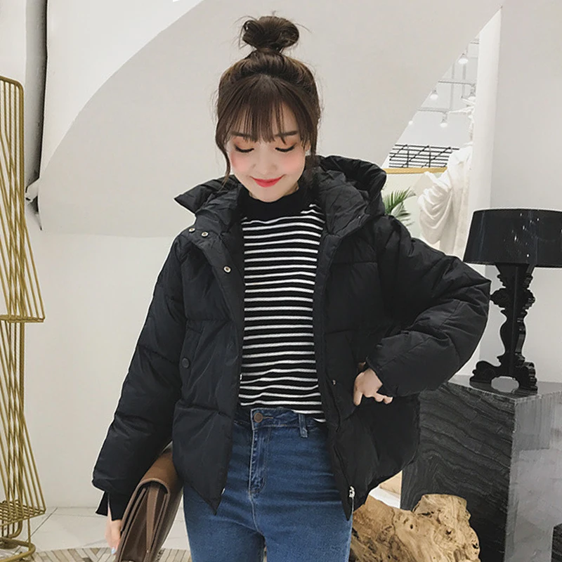 Women 7 colors thick oversized parka winter hooded cotton padded jackets Fad warm solid casual coats loose outwear feminina