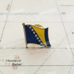 Bosnia And Herzegovina National Flag Crystal Epoxy Metal Enamel Badge Brooch  Collection Souvenir Gifts  Lapel Pins Accessories