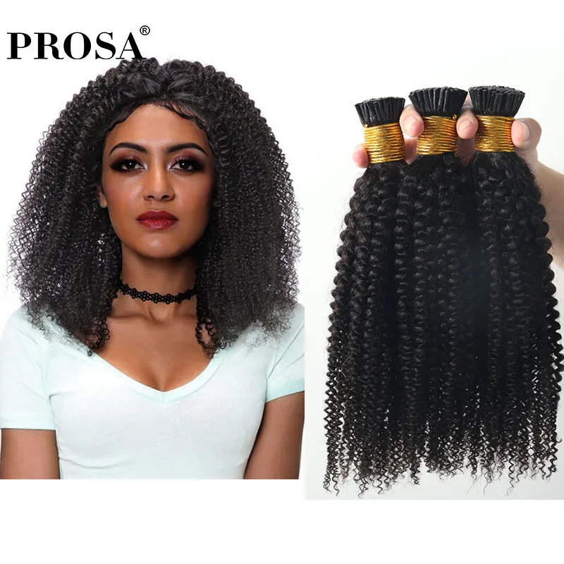 Kinky Curly Microlinks I Tip Hair Extension Bulk Hair 30inch Hairpiece Natural Wholesale Hair Bundles Clip Ins Remy Hair Prosa