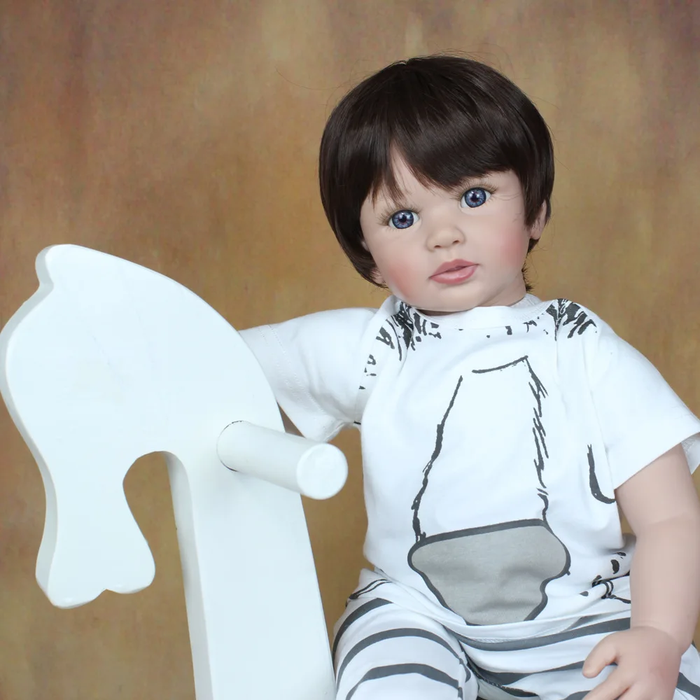 Bebes doll with 60cm cloth body reborn baby short hair boy handsome realistic toddler silicone toy children's festival gift