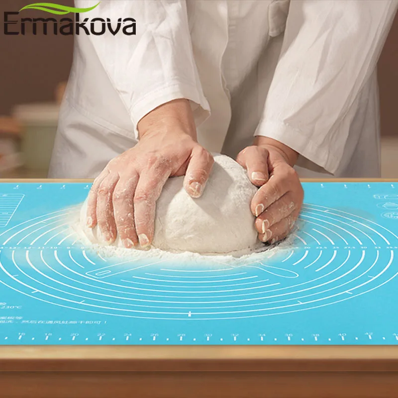 ERMAKOVA 40cmx50cm Silicone Baking Pastry Mat Dough Rolling Mat Heat Resistant Pad Silicone Pastry Board with Measurement