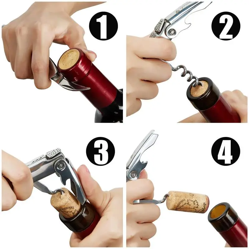 Laguiole Wine Bottle Openers Olive Wood Handle Wine Accessories Household Wine Corkscrew Can Opener Beer Cap Jar Kitchen Tool