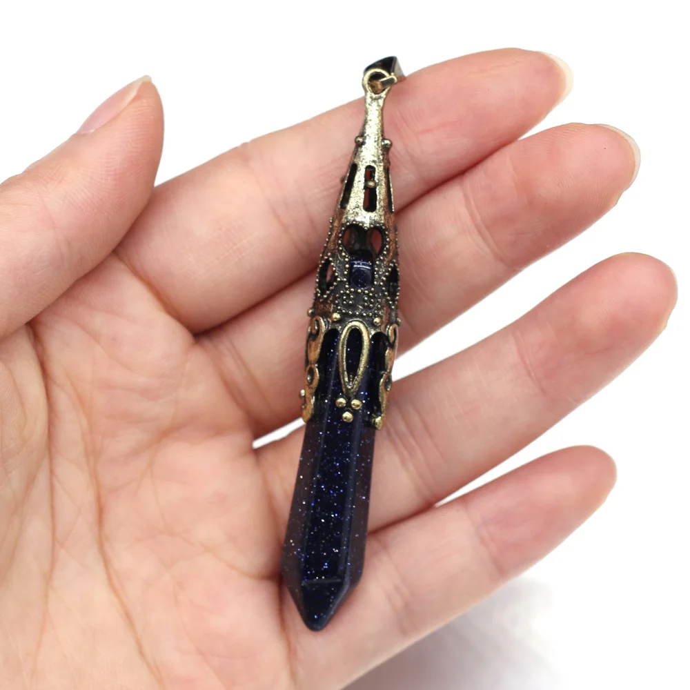 Natural Stone Pendant Amethysts Opal Reiki Heal Pendulum Crystal for Women Jewelry Making DIY Vintage Necklace Gifts