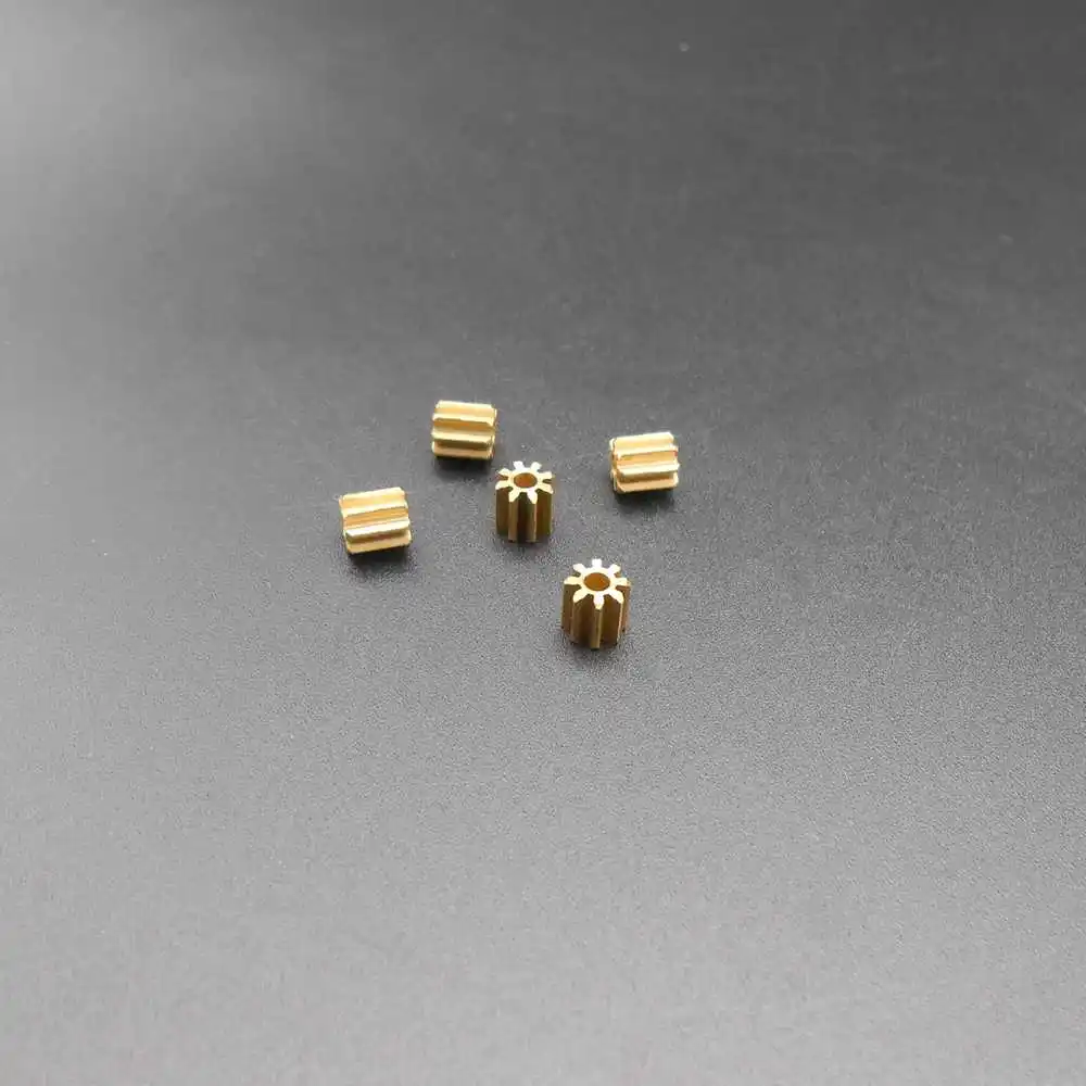 5Pcs/Lot 8T2MM 0.5M 82A 8 Teeth Brass Spru Gear Pinion 0.5 Modulus Bore Aperture 2MM 1.95MM Tight Fitting 8T Height 5MM Dia.5MM