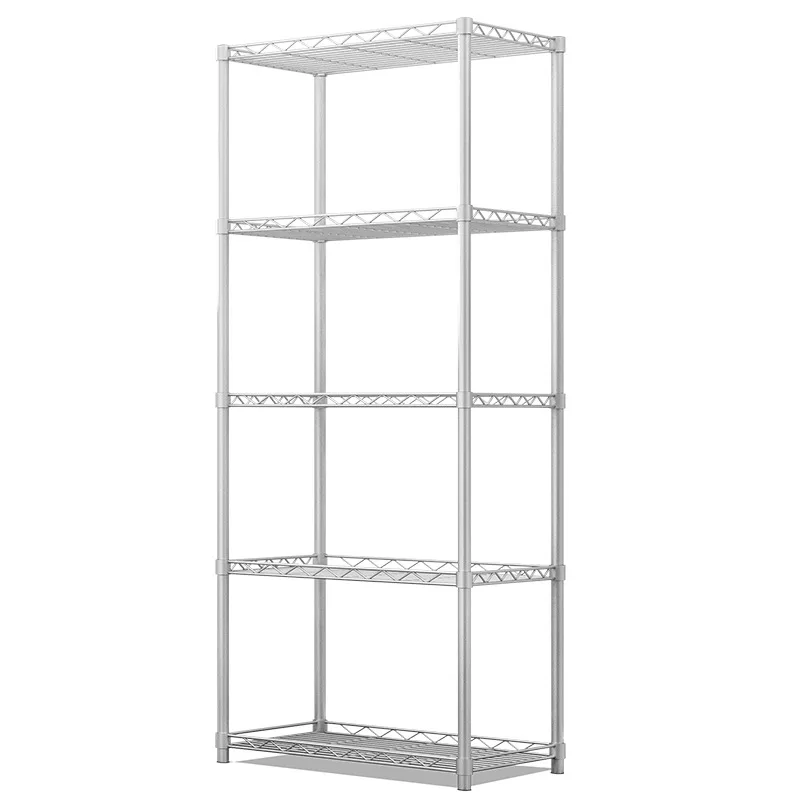 

5 Tier Metal Storage Shelves Wire Shelving Unit Standing Rack Organization for Kitchen Bathroom Pantry Closet Tableware Shelf