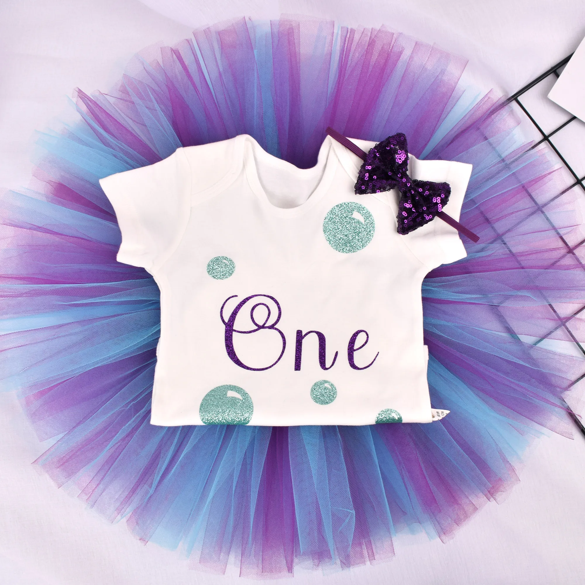 Baby Girl Mermaid First Birthday Tutu outfit Under the sea 1st Birthday Party costume Toddler Photo Props Cake Smash 2 styles