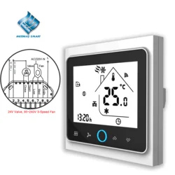 Dubai-プロフェッショナルwifiサーモスタット,3速ファンコイル,24v,220v,rs485,modbusオプション