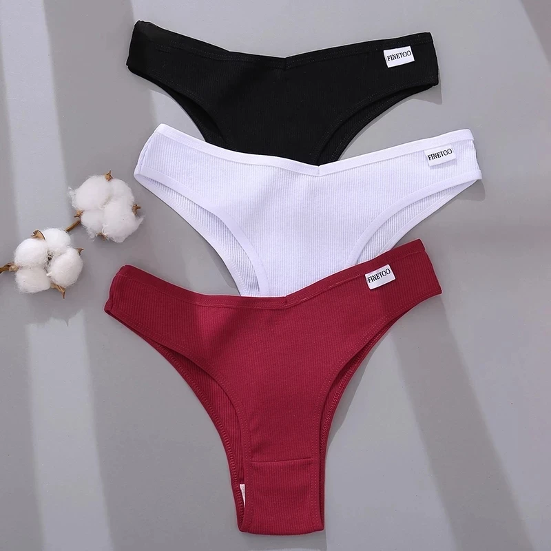 4PCS M-XL Women\'s Panties FINETOO Cotton Panties Sexy Female Underpants Low Waist Underwear Women Pantys Lingerie