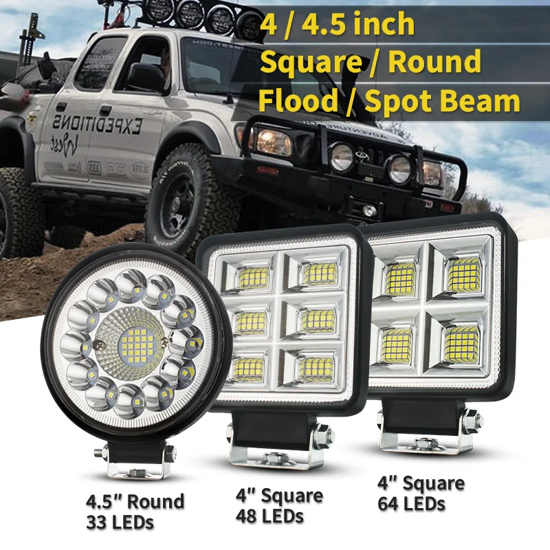 4 inch 192W Square LED Work Light Spotlight 164W LED Light Bar For 4x4 Offroad ATV UTV Truck Tractor Motorcycle Fog lights