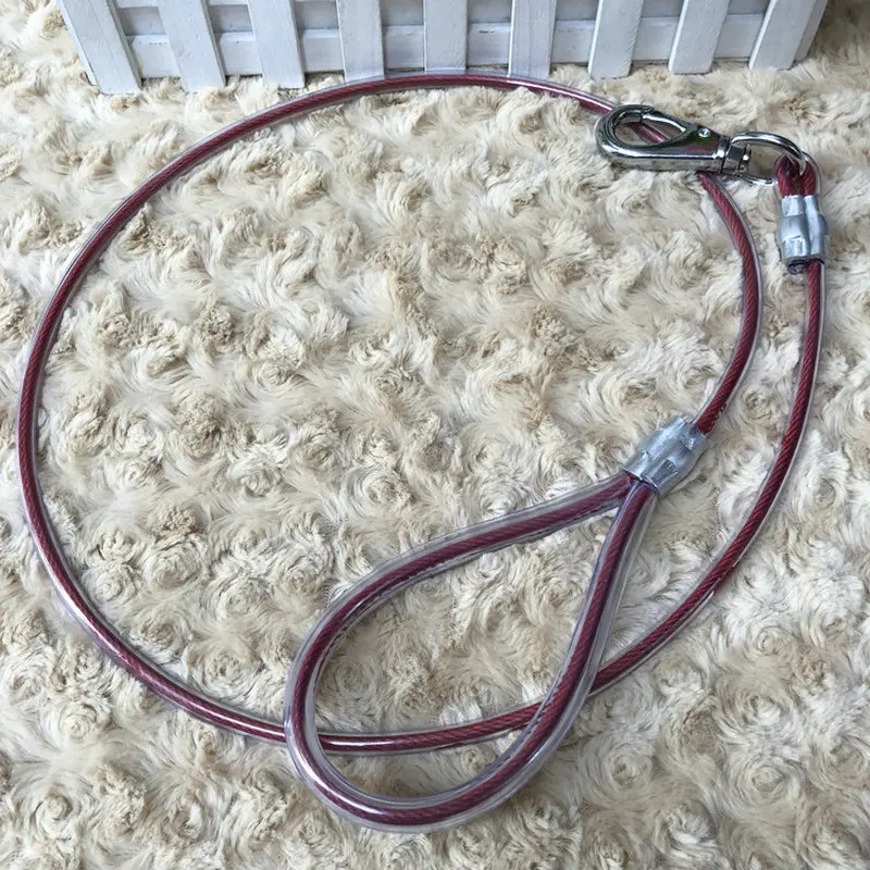 

HQ B1 Bite Proof Solid Pet Dog Leash Handy Steel Cable Leash with Flexible PVC Coating 1.2-10 Meters Long for Small or Large Dog